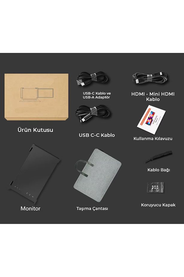 15.6″ Tekli Taşınabilir Monitör Çoklu Ekran Fhd Notebook Monitör - 4