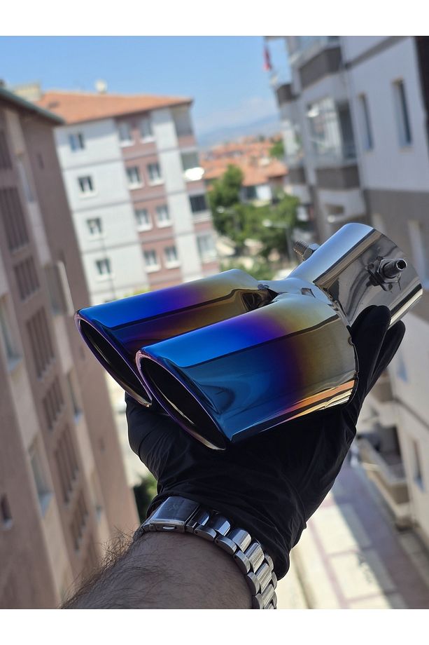 Yanık Egzoz Ucu Çift Çıkış Eğik Kafa - 1