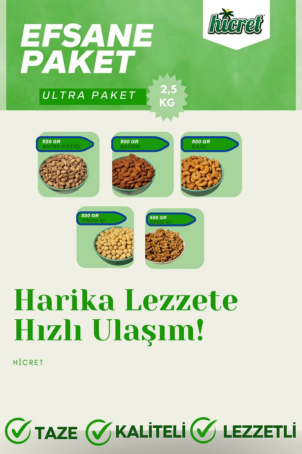 Ultra Kuruyemiş paketi 5 Parça 2,5 kg - Atıştırmalık Çerez - 2