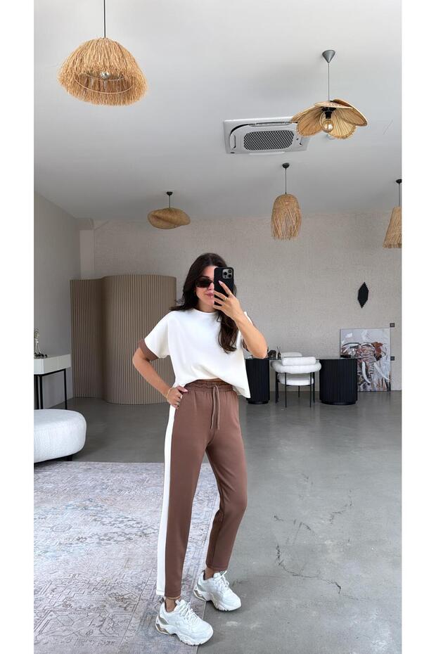 Καφέ ριγέ Modal Σετ - 6