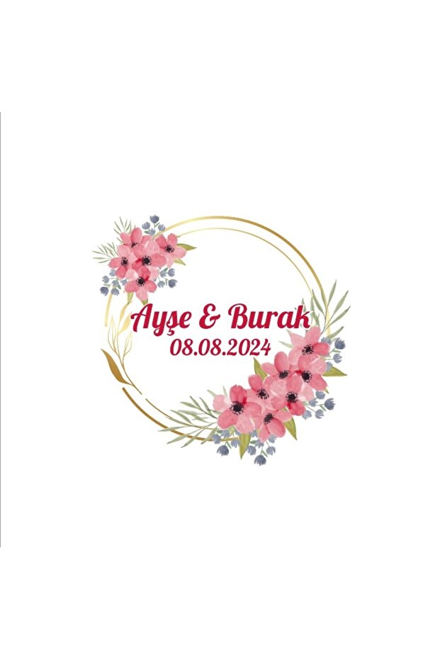 Red Fruity Square Wreath Sticker Henna Engagement Wedding 3X3Cm Custom Sticker / 50Pcs Sticker