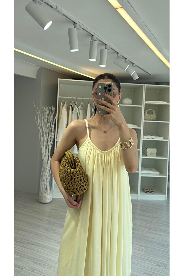 Rochie din bumbac - Galben - 2
