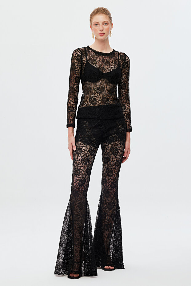 Transparan Dantel Pantolon - 1