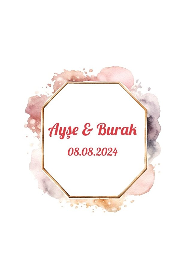 Geometric Watercolor Framed Sticker Henna Engagement Wedding 3X3Cm Custom Sticker / 50Pcs Stickers