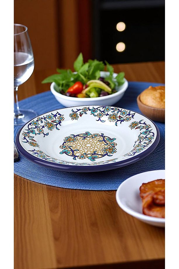 24 No Emaye Yemek Tabak, Servis, Yemek Kamp, Piknik, Çeyiz 24 Cm - 1