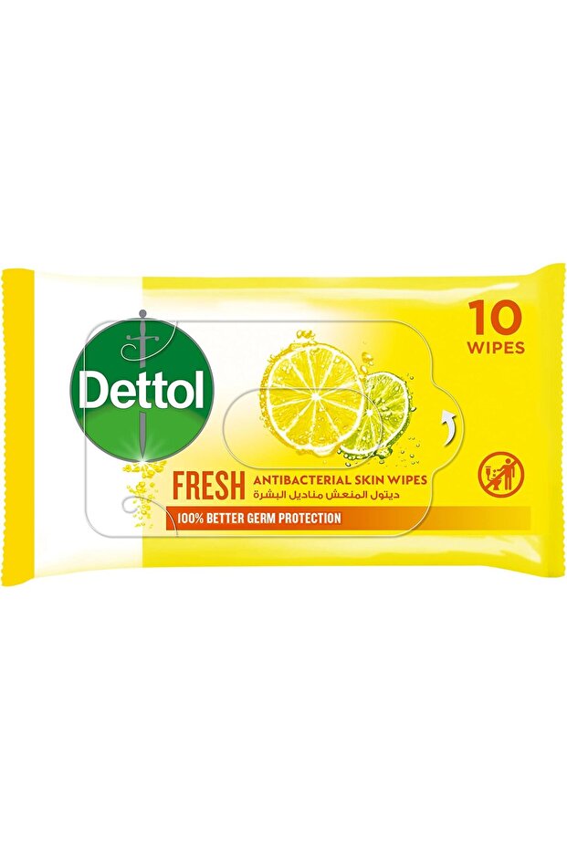 Fresh Antibacterial Skin Wipes 10 Count