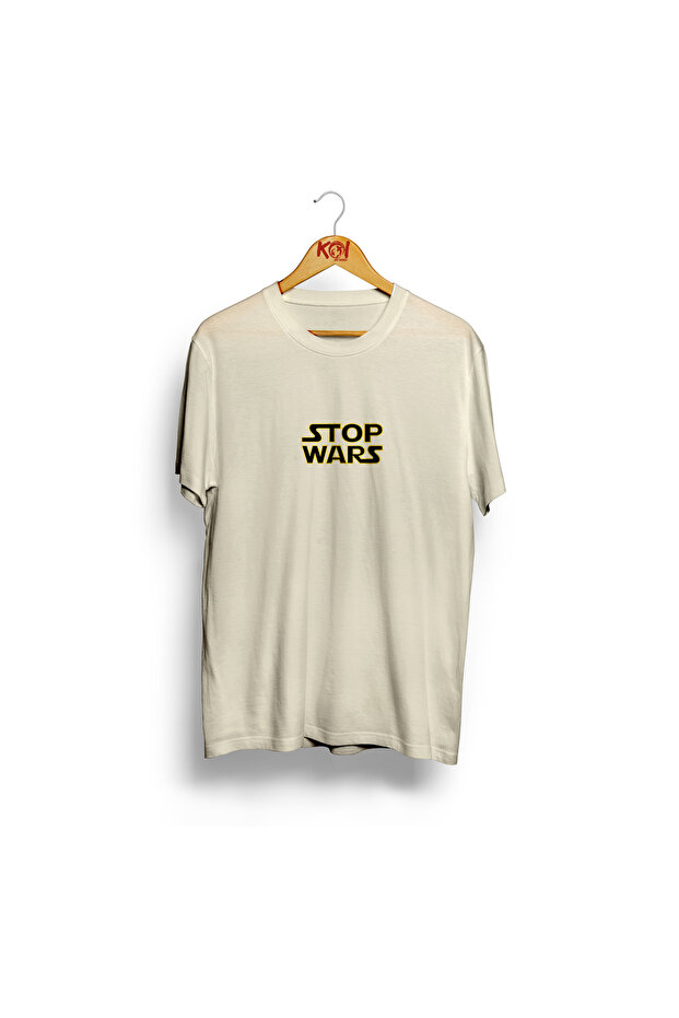 Stop Wars/ Men's Ecru Cream Color T-Shirt / 100% Cotton Premium Quality / Regular Fit