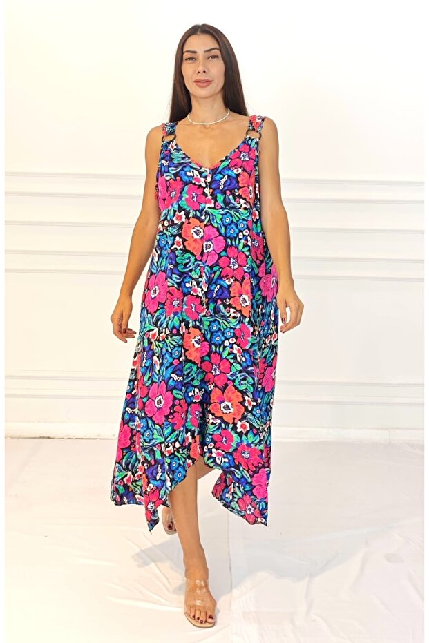 Women's Ring Flower Print Flared Dress