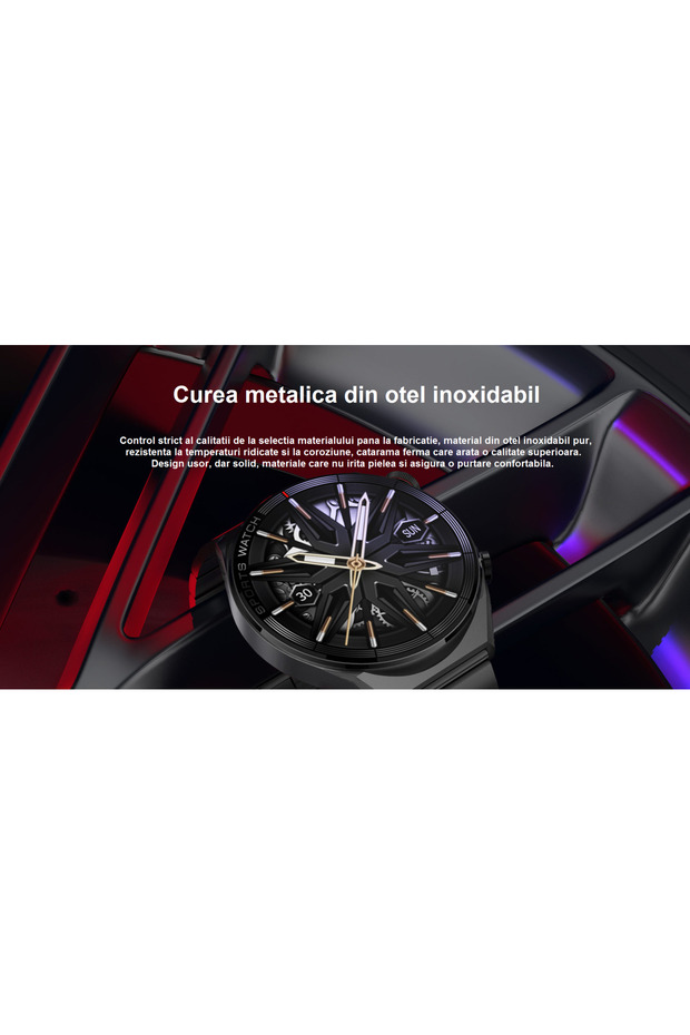 Ceas inteligent Dt™ Watch3 Mate, apel Bluetooth, asistență tactilă, asistență AI, piele din silicon, gri - 5