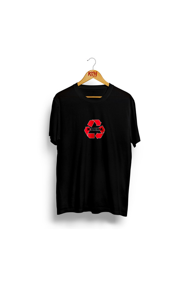 Karma / Men's Black Color T-Shirt / 100% Cotton Premium Quality / Regular Fit