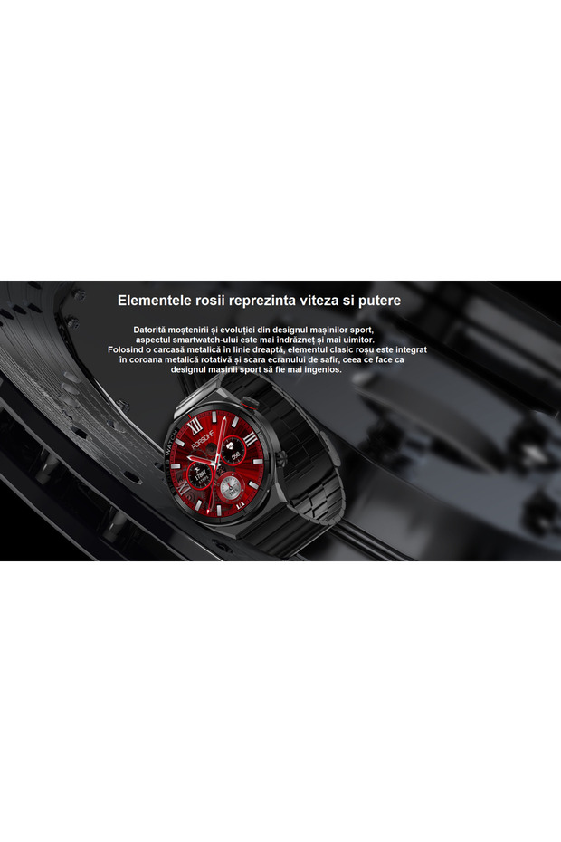 Ceas inteligent Dt™ Watch3 Mate, apel Bluetooth, asistență tactilă, asistență AI, piele din silicon, gri - 3