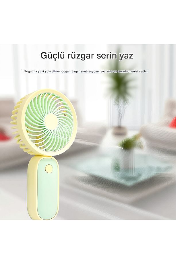 Mini ElFanı Masa Fanı Soğutucu 1Modlu Taşınabilir Şarj Edilebilir PratikMini Vantilatör Sarı HQ66-19 - 5