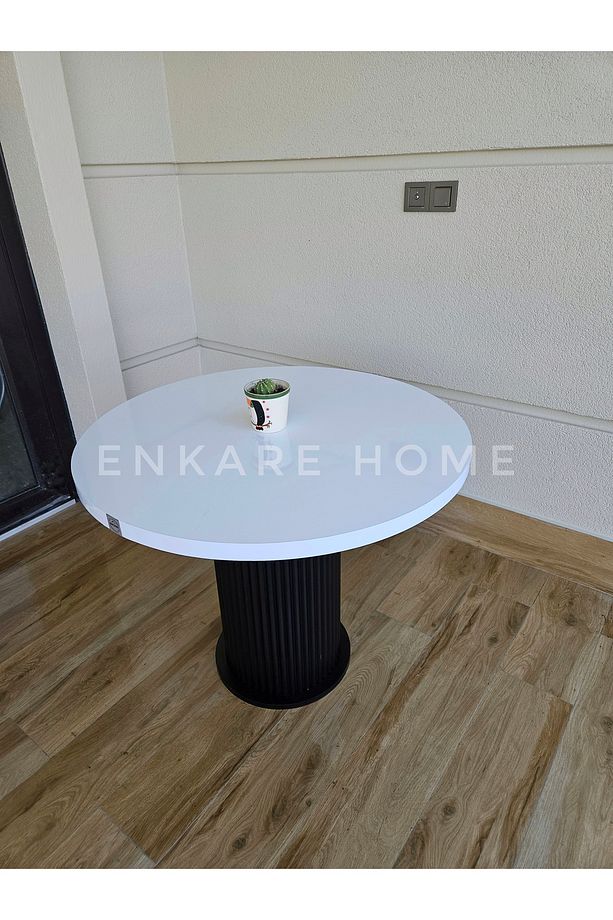 Mantar Ayaklı Yuvarlak Mdf Masa, Sur Masa, 90 cm | Mutfak, Salon, Kafeterya - 4