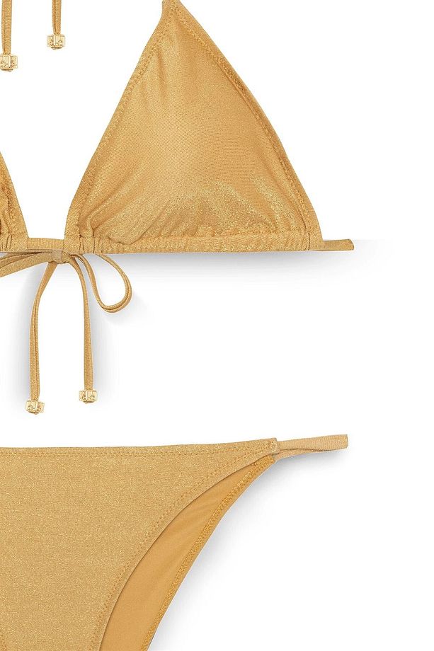 Kadın Gold Simli Boyundan İp Bağlamalı Üçgen Bikini Takımı HZL25S-LC5005 - 4