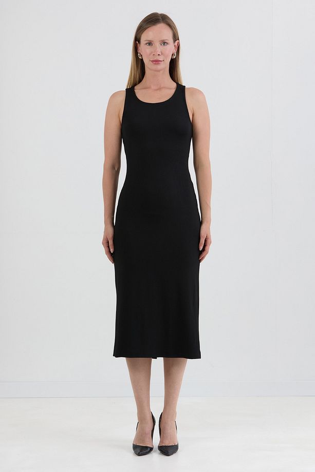 Basic Fitilli Yırtmaçlı Elbise - 6