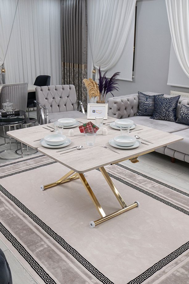 Akıllı Sehpa Home Üst Tabla Mdf Alt Mekanizma Gold Kaplama - 3