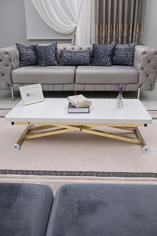 Akıllı Sehpa Home Üst Tabla Mdf Alt Mekanizma Gold Kaplama - 3