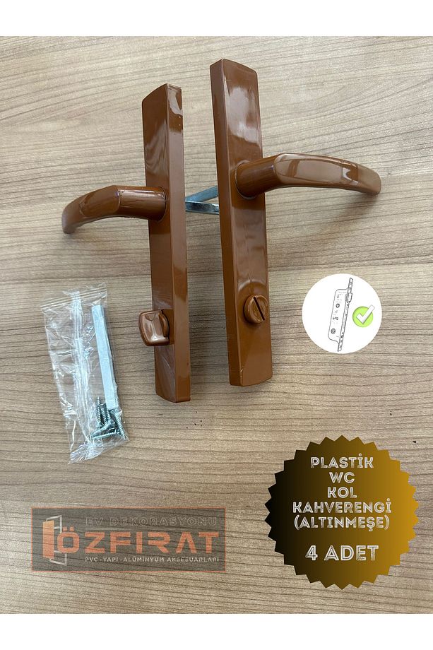 Pvc Pimapen Plastik Kapı Kolu Tuvalet(WC) / Banyo Plastik Kapı Kolu / Kahverengi (ALTINMEŞE) 4 Adet - 4