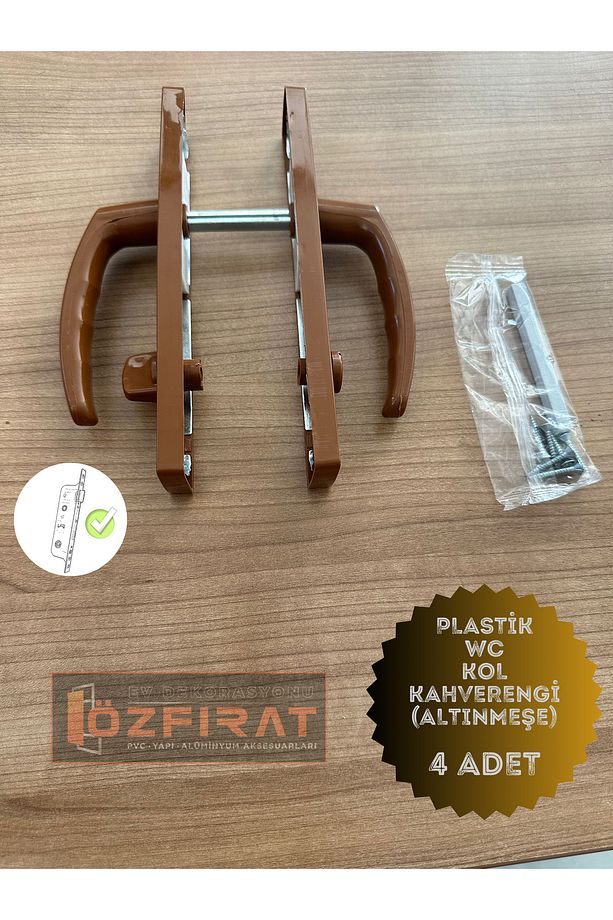 Pvc Pimapen Plastik Kapı Kolu Tuvalet(WC) / Banyo Plastik Kapı Kolu / Kahverengi (ALTINMEŞE) 4 Adet - 3