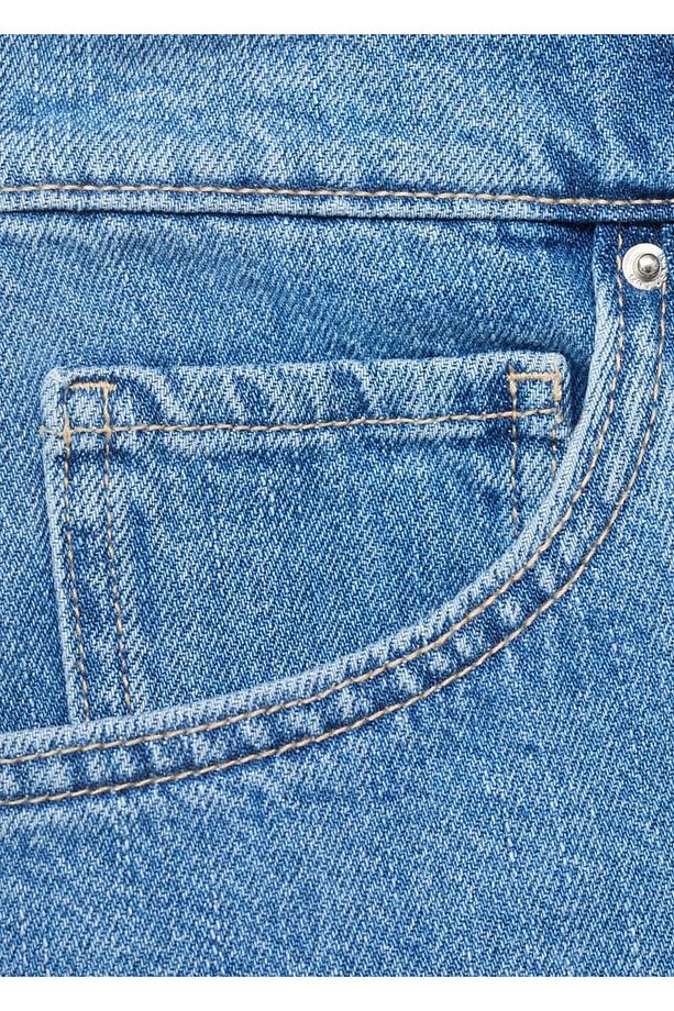 Yüksek bel düz kesim denim şort - 6