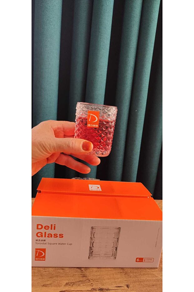 Modern Angular Glass of Wine 6 Ad Deli Soga Quality 200 Cc 8 cm Height 6.5 cm Width Stylish Appearance - 4