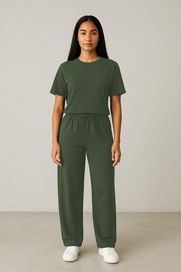 Women's Basic Unprinted Plain Modal Bottom Top Set