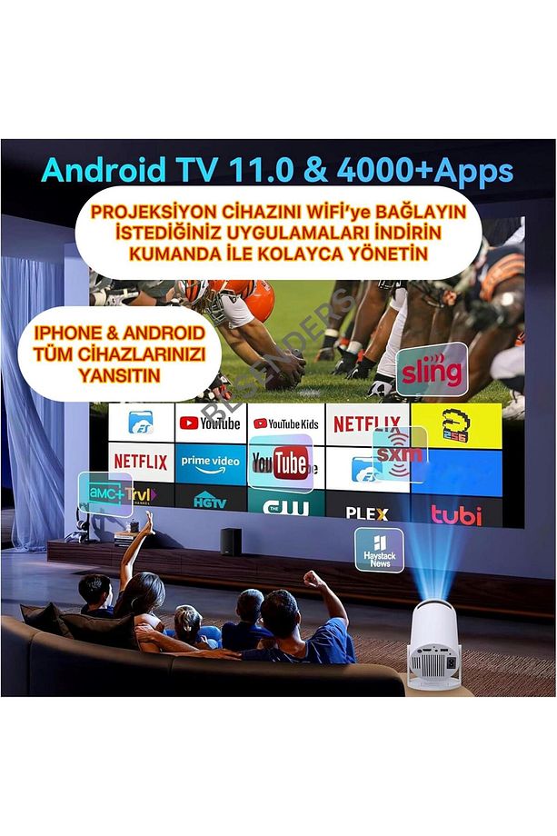 Taşınabilir Projeksiyon Yeni Pro Max Full Versiyon Android Bluetooth Wifi Akıllı Sinema Projektör - 5