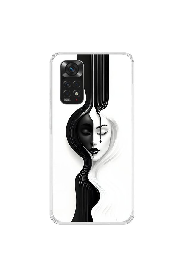 حافظة شفافة متوافقة مع هاتف Xiaomi Redmi Note 11 مع تصميمات جمالية للوجه 3