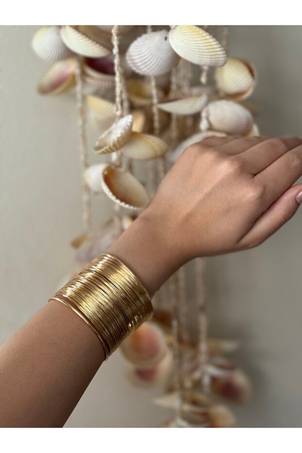 Gold Çok Telli Kelepçe Bilezik - 3