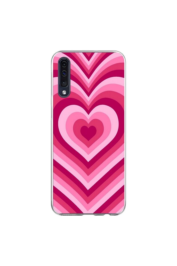 Samsung Galaxy A70 Compatible Transparent Case with Heart 1 Design