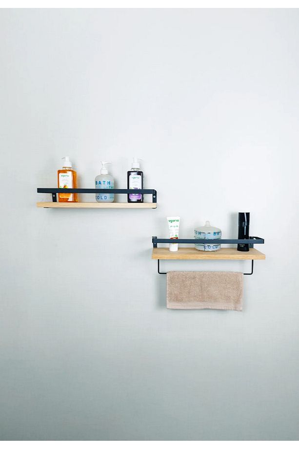 Banyo Rafı 2 Raflı Havluluk Organizer Ahşap Metal Banyo Havluluk 2li Havluluk - 3