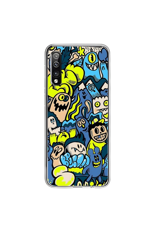 Samsung Galaxy A50 Compatible Transparent Case with Graffiti 11 Design