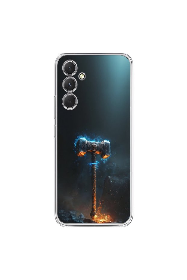 Samsung Galaxy A54 Compatible Transparent Case with Hammer Design