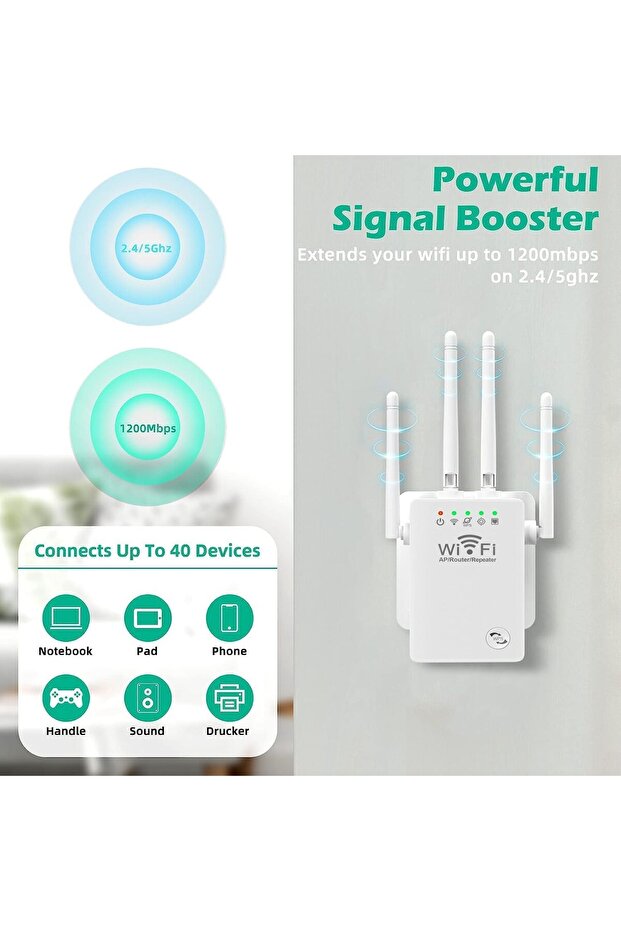 WiFi Extender, WiFi Extenders Signal Booster for Home Up to 5000 sq.ft and 40 Devices, WiFi Range Ex - 3