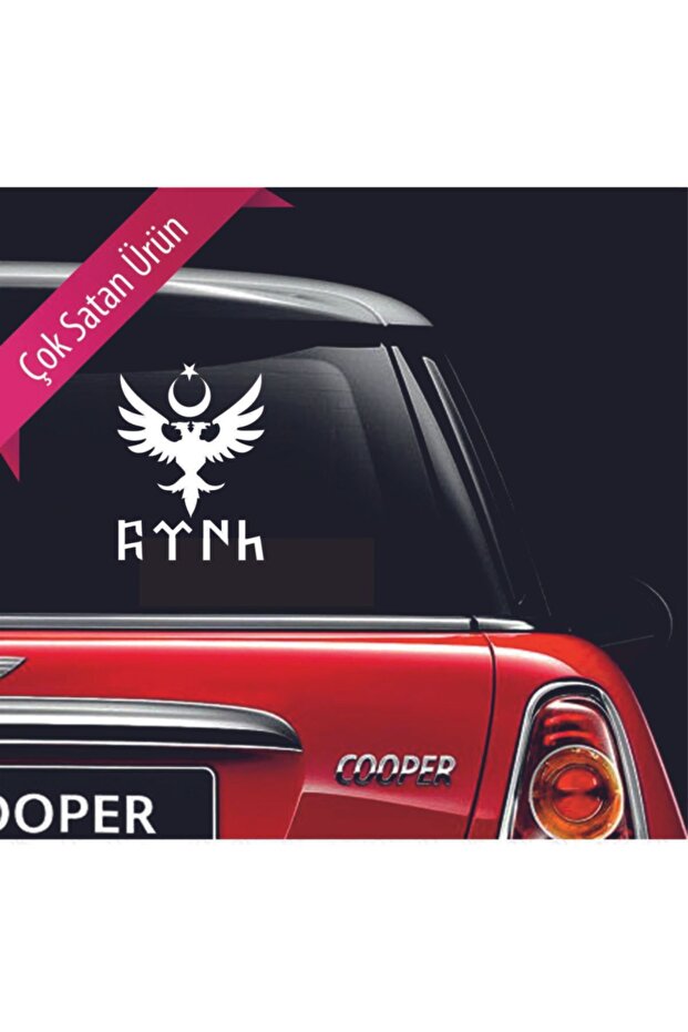 Eagle Double Headed Turkish Written Sticker Car, Motorcycle, Laptop, Window Sticker 27X37 cm