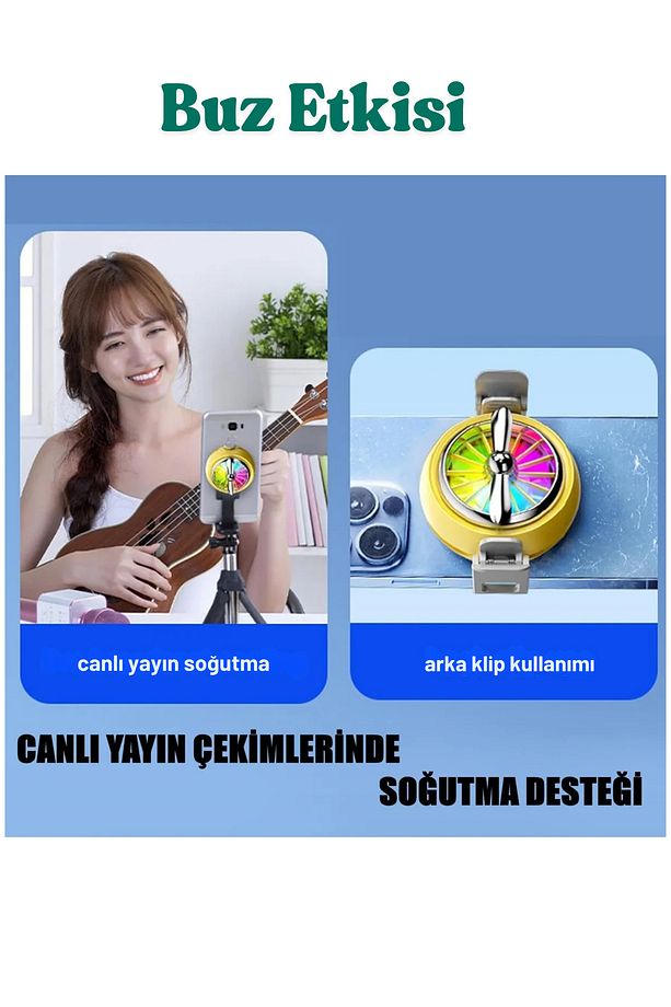 PUBG Mobile İçin Telefon Soğutucu Manyetik Fan iOS Android Uyumlu Turbo Soğutucu - 7
