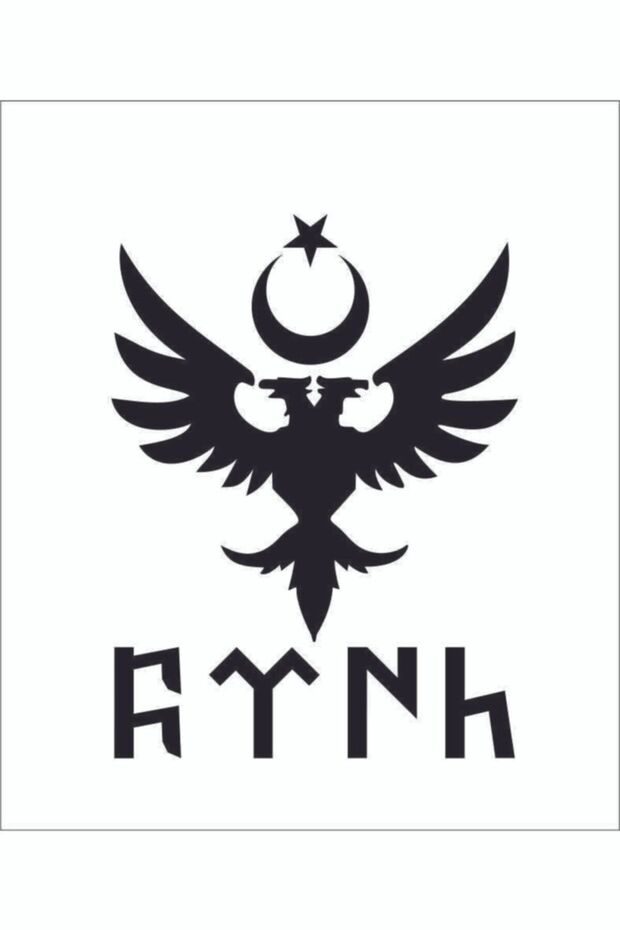 Eagle Double Headed Turkish Written Sticker Car, Motorcycle, Laptop, Window Sticker 27X37 cm