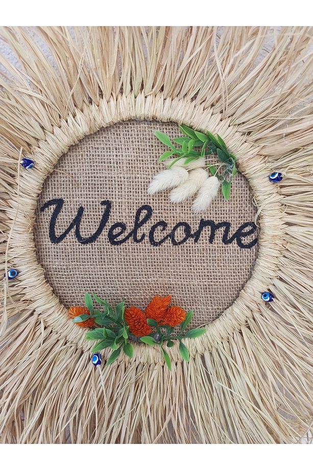 Welcome Kapı Süsü / Duvar Süsü Rafya Bohem - 4