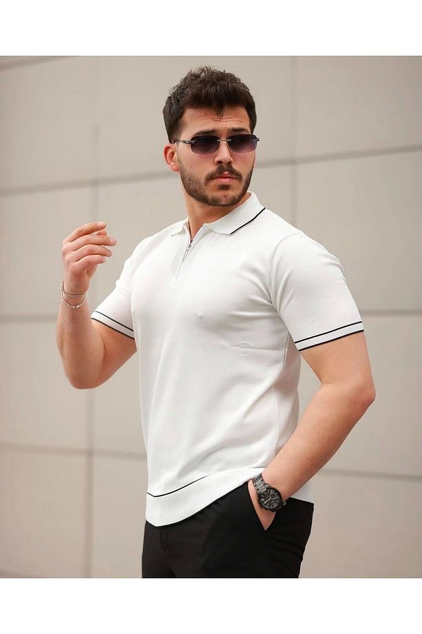 Gömlek Yaka Fermuarlı Yazlık Kısa Kollu Erkek T-şört - 2