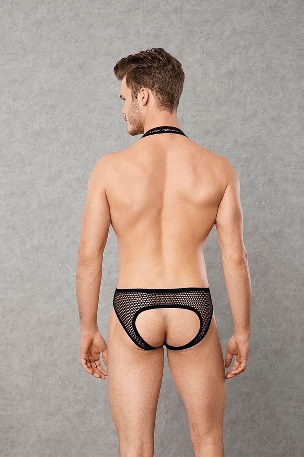 Siyah Erkek File Kumaş Askılı Jockstrap Body 3053 - 2