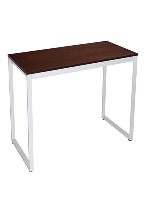 مكتب كمبيوتر خشبي مستطيل الشكل بإطار معدني - 2
