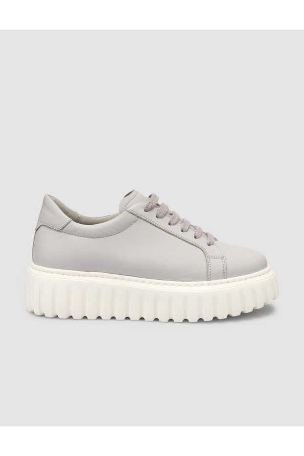 Monamae 100% Genuine Leather Gray Women's Sports Shoes