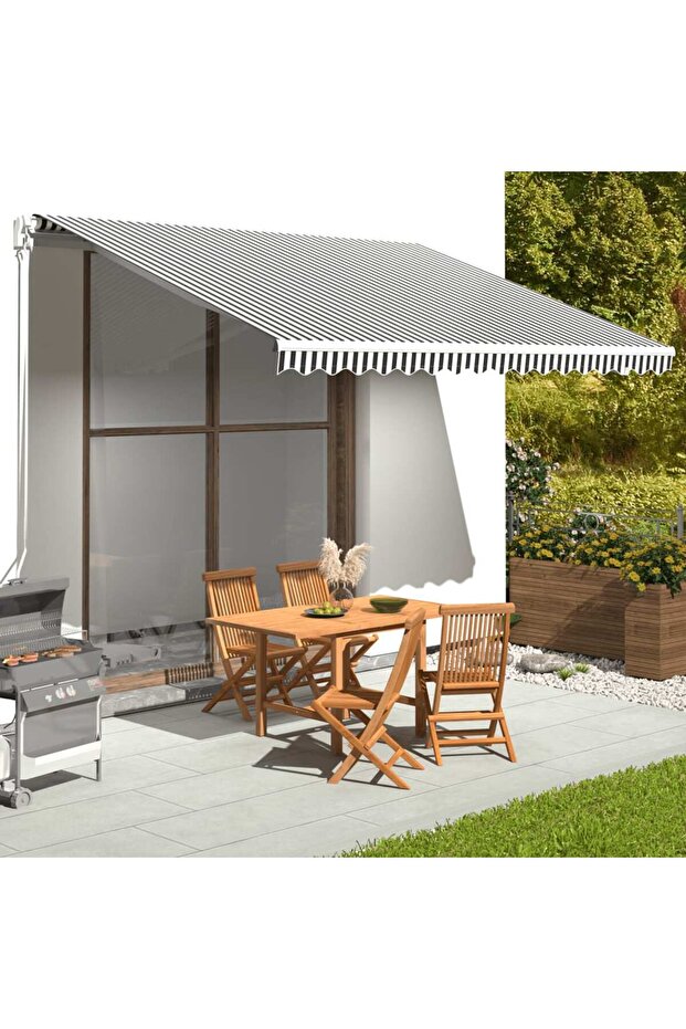 Replacement Fabric for Awning Anthracite and White 4x3 m