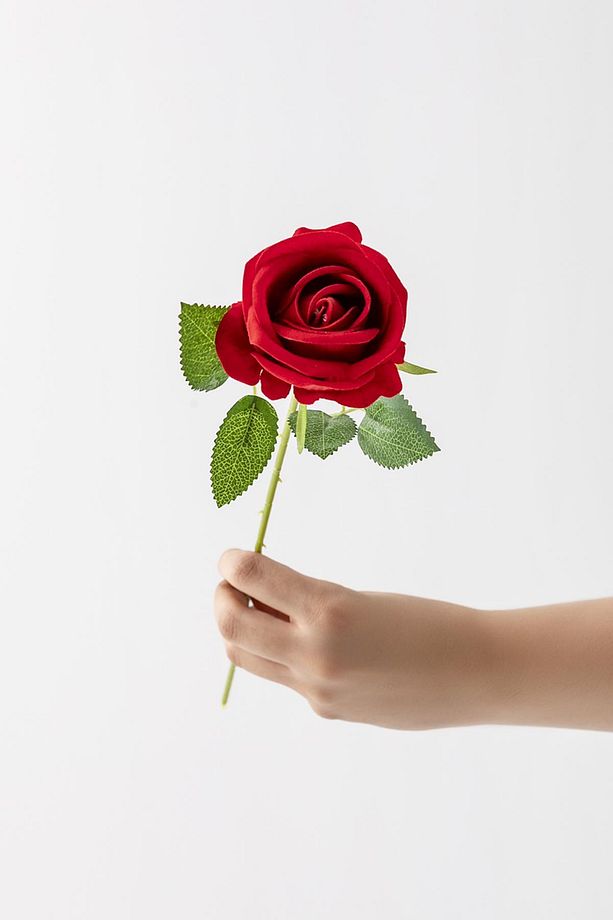 Yapay Kadife Gül Tek Dal Kırmızı 50 Cm - 3