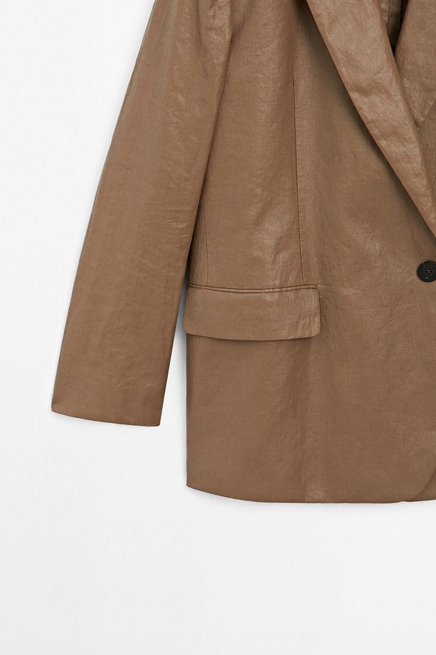 Parlak kumaşlı kruvaze blazer - Studio - 5