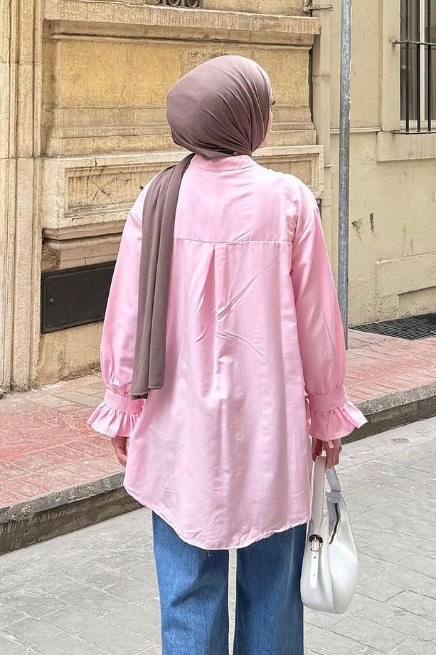 Flores Fırfırlı Tunik Şeker Pembesi - 4