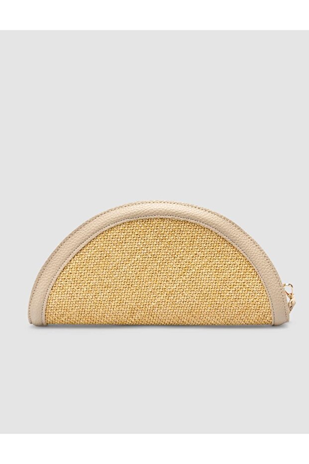 Straw Mink Leather Lined Women's Bag