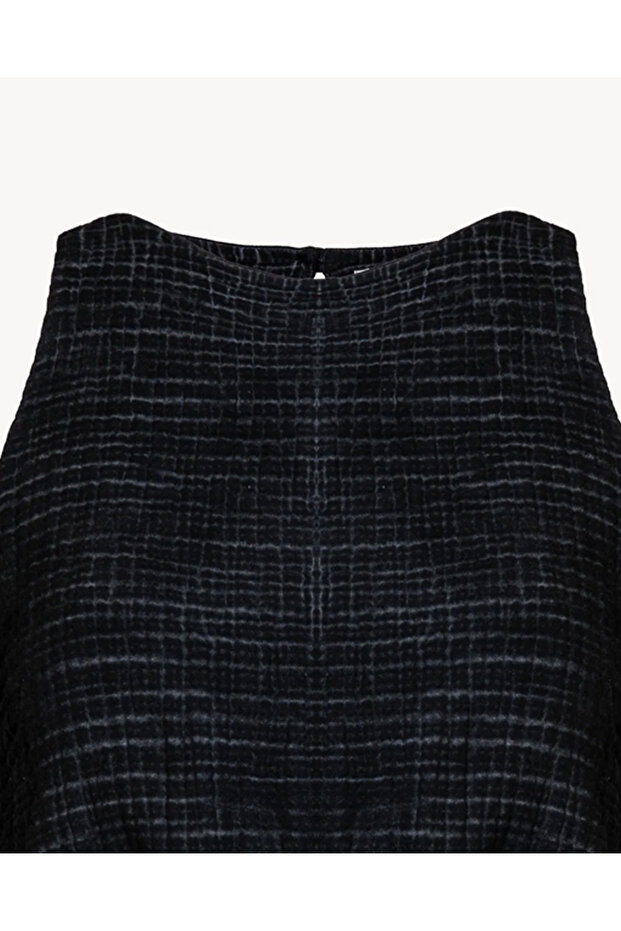 Crinkle Siyah Crop Top - 4