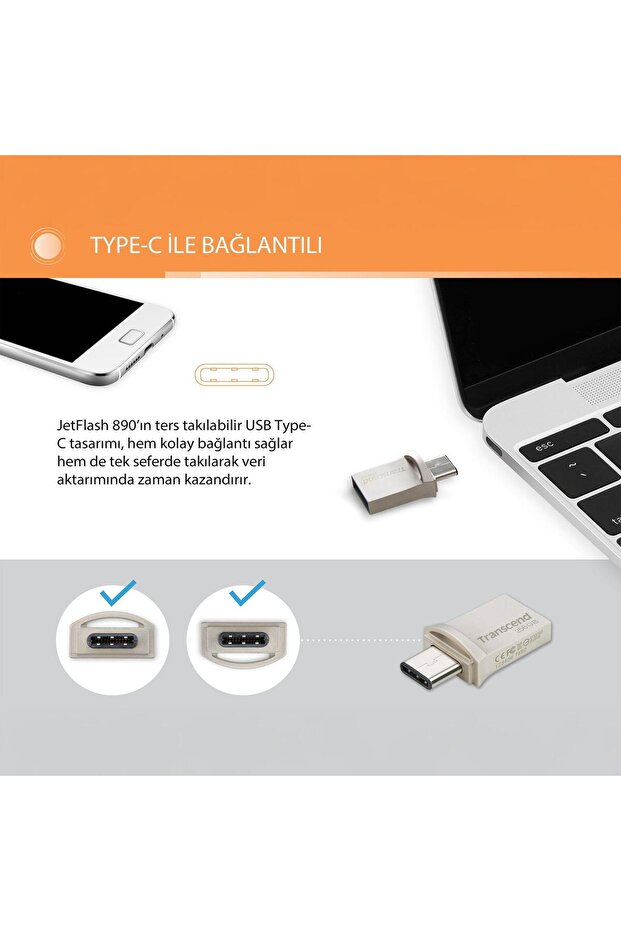 Ts256gjf890s 256gb Type-a&c Otg Usb3.1 Flash Bellek - 5