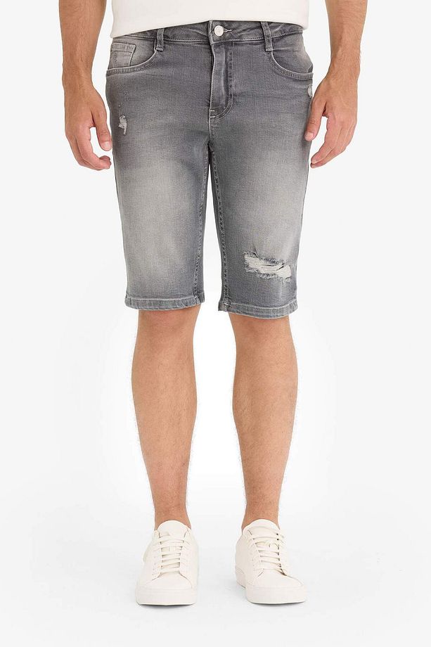 Slim Fit Dar Kesim Jean Bermuda Şort F4692AX25SM - 1